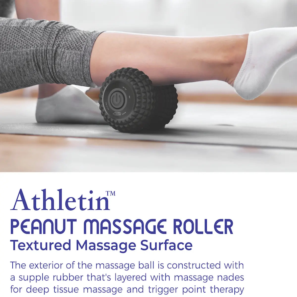 Athletin Vibrating Peanut Massage Roller - Deep Tissue Therapy for Plantar Fasciitis and Muscle Pain Relief athletin