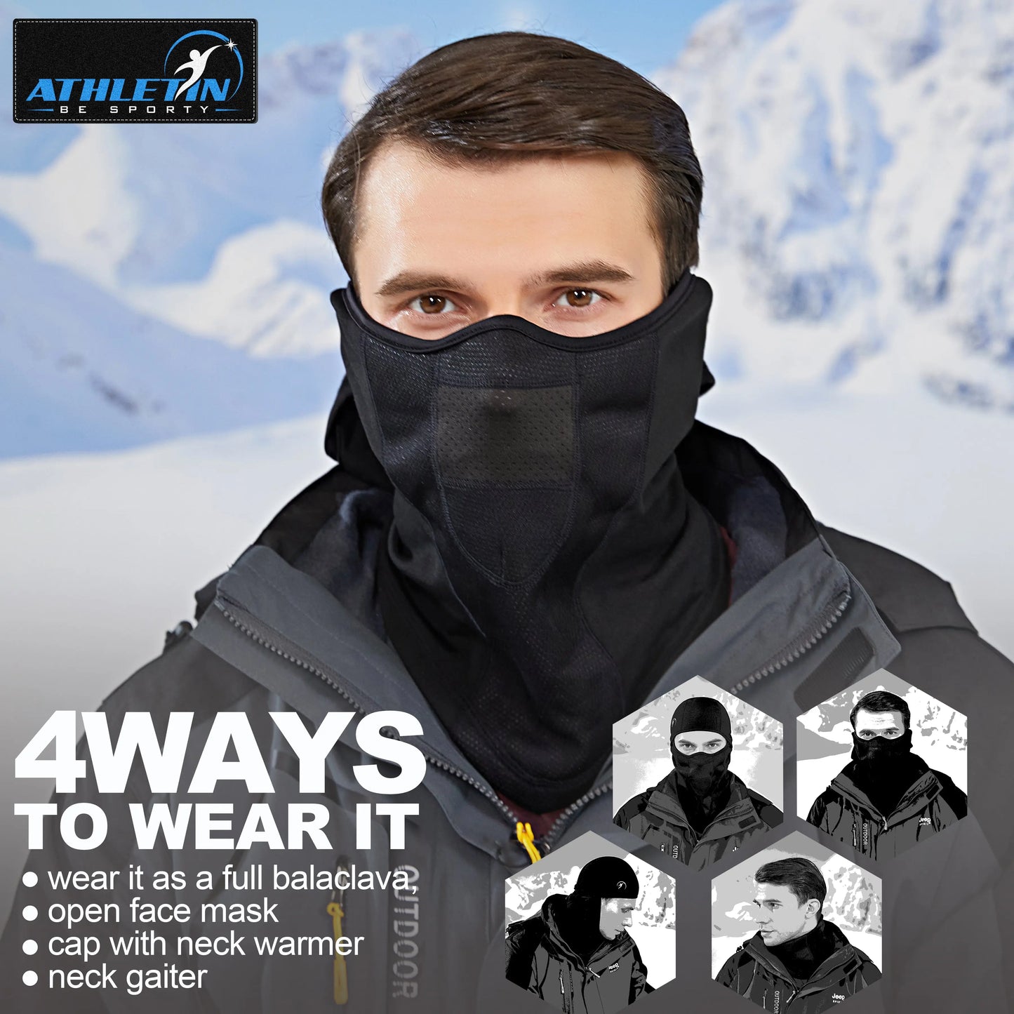 Balaclava Ski Mask – Winter Face Mask for Men & Women Cold Weather Gear athletin