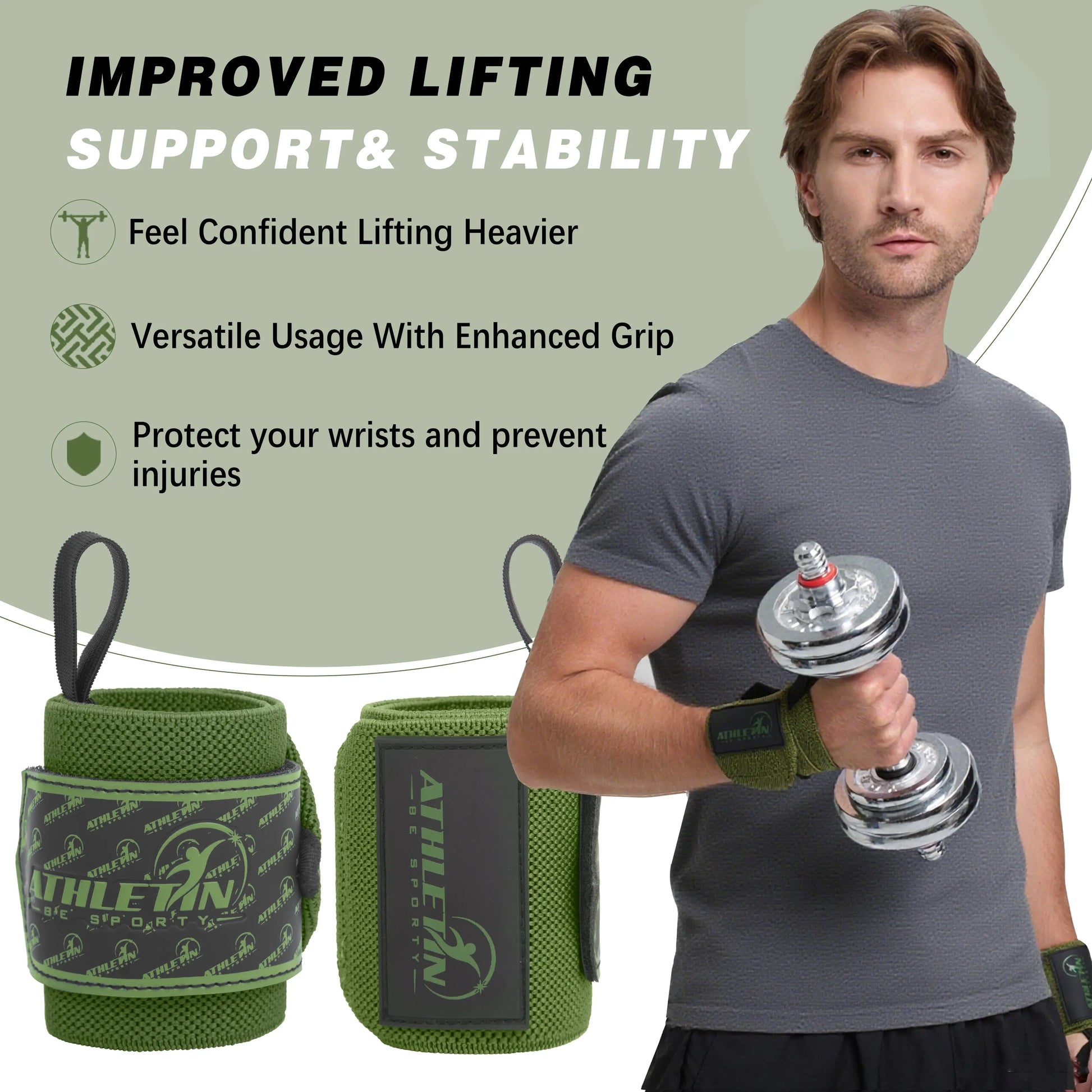 Wrist Wraps 18" Heavy-Duty Support with Thumb Loop for Lifting & Training | Athletin Be Sporty  athletin