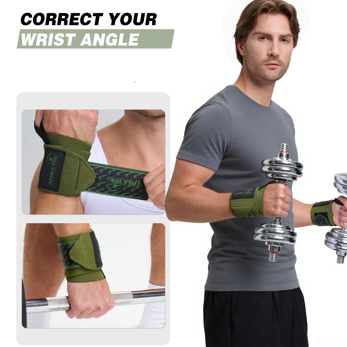Wrist Wraps 18" Heavy-Duty Support with Thumb Loop for Lifting & Training | Athletin Be Sporty  athletin