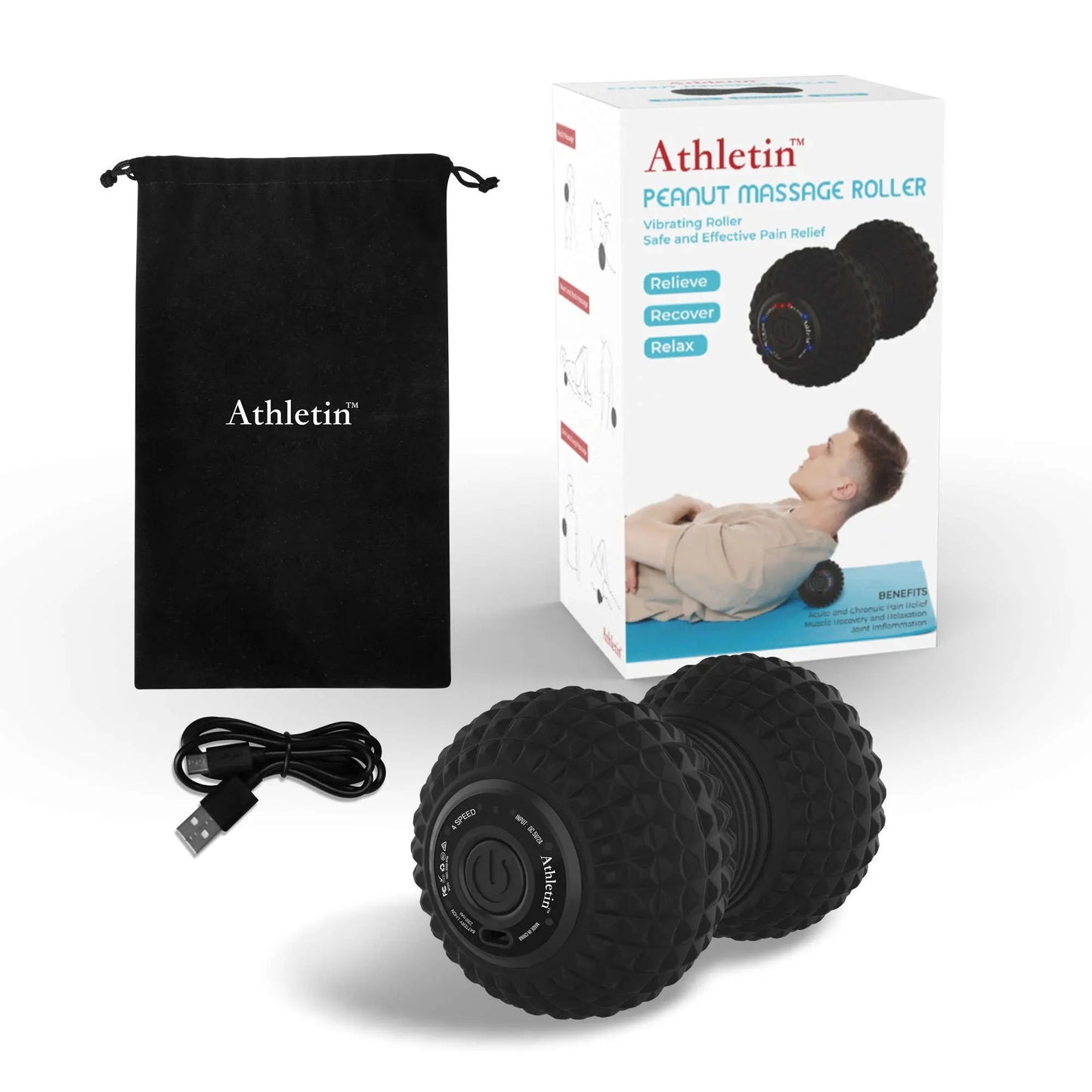 Athletin Vibrating Peanut Massage Roller - Deep Tissue Therapy for Plantar Fasciitis and Muscle Pain Relief athletin