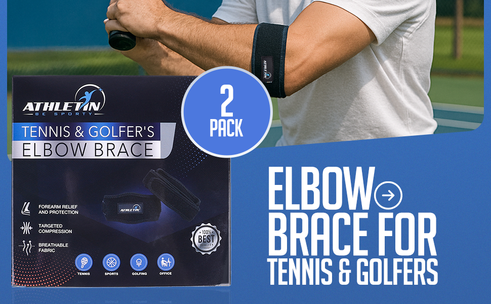 Elbow Compression Strap Pair – 2-Pack for Both Arms | Athletin Be Sporty