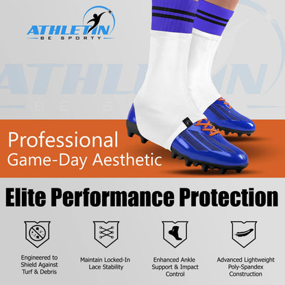Athletin Football Shoe Spats – Slip-On Design Close-Up, Black