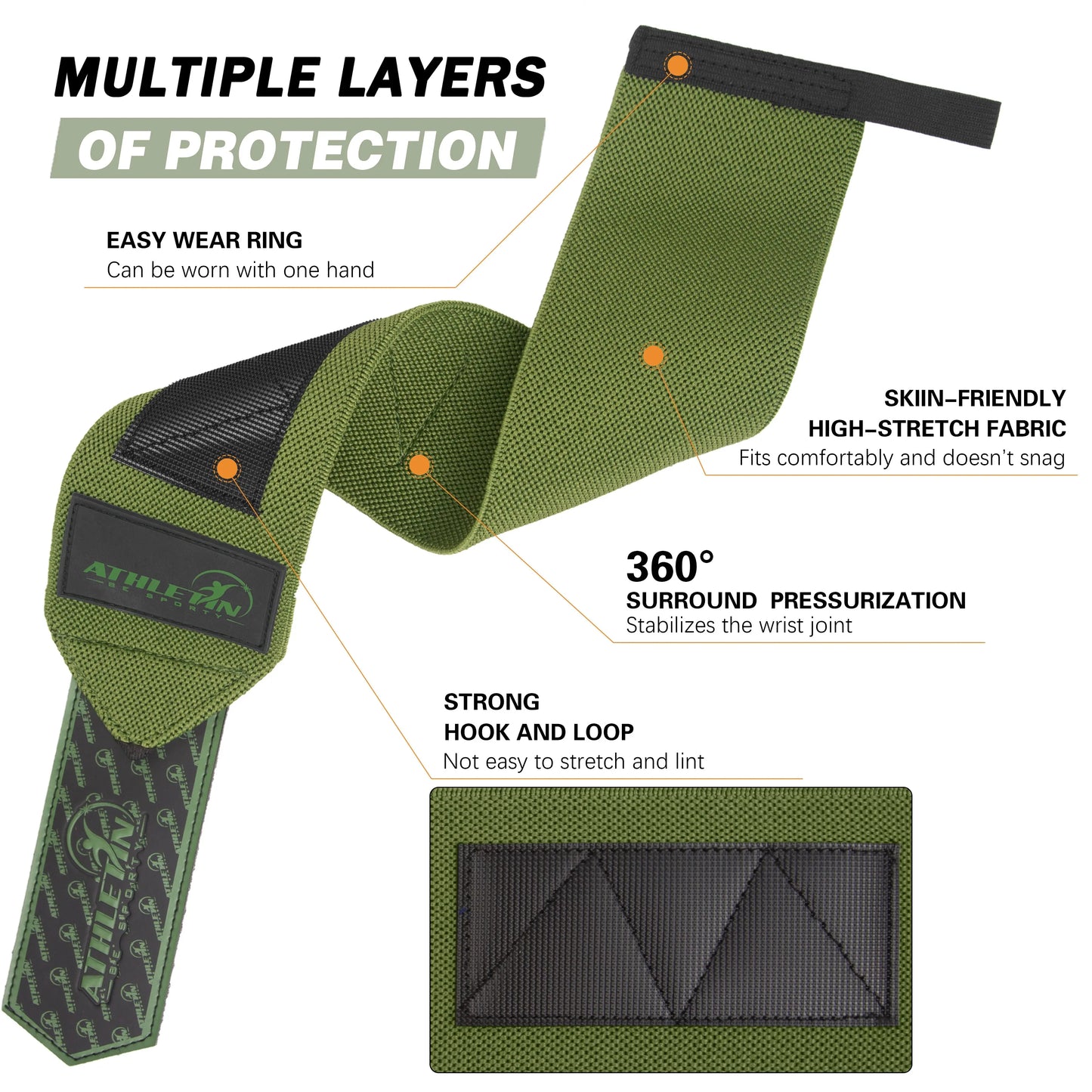 Wrist Wraps 18" Heavy-Duty Support with Thumb Loop for Lifting & Training | Athletin Be Sporty  athletin