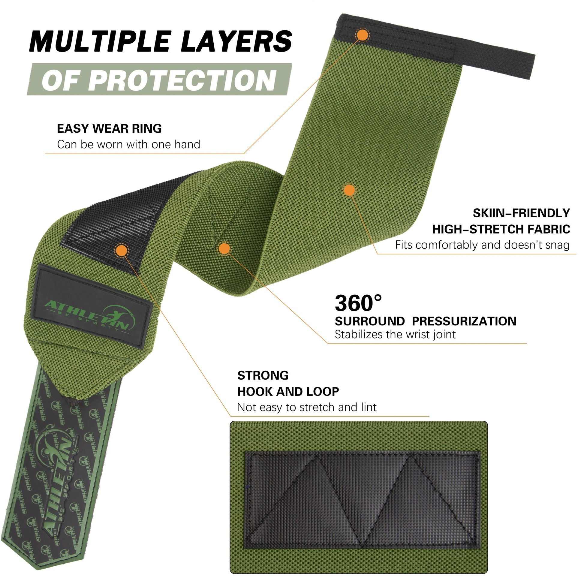 Wrist Wraps 18" Heavy-Duty Support with Thumb Loop for Lifting & Training | Athletin Be Sporty  athletin