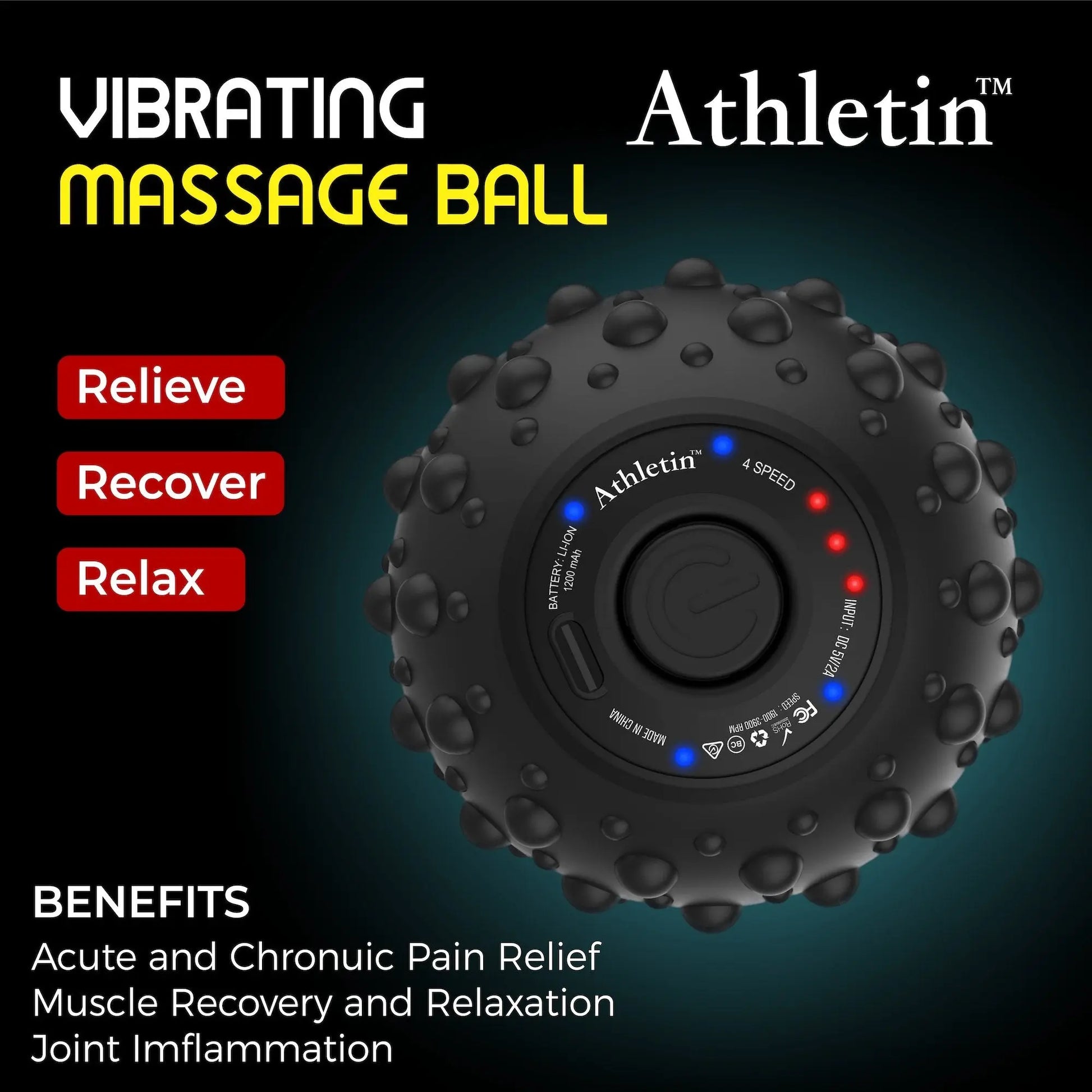Muscle Pain Relief Vibrating Peanut Massage Ball - Athletin athletin Muscle Pain Relief Vibrating Peanut Massage Ball - Athletin athletin